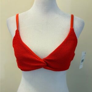 Good American Red Crinkle Twist Bikini Top Size 6 3X